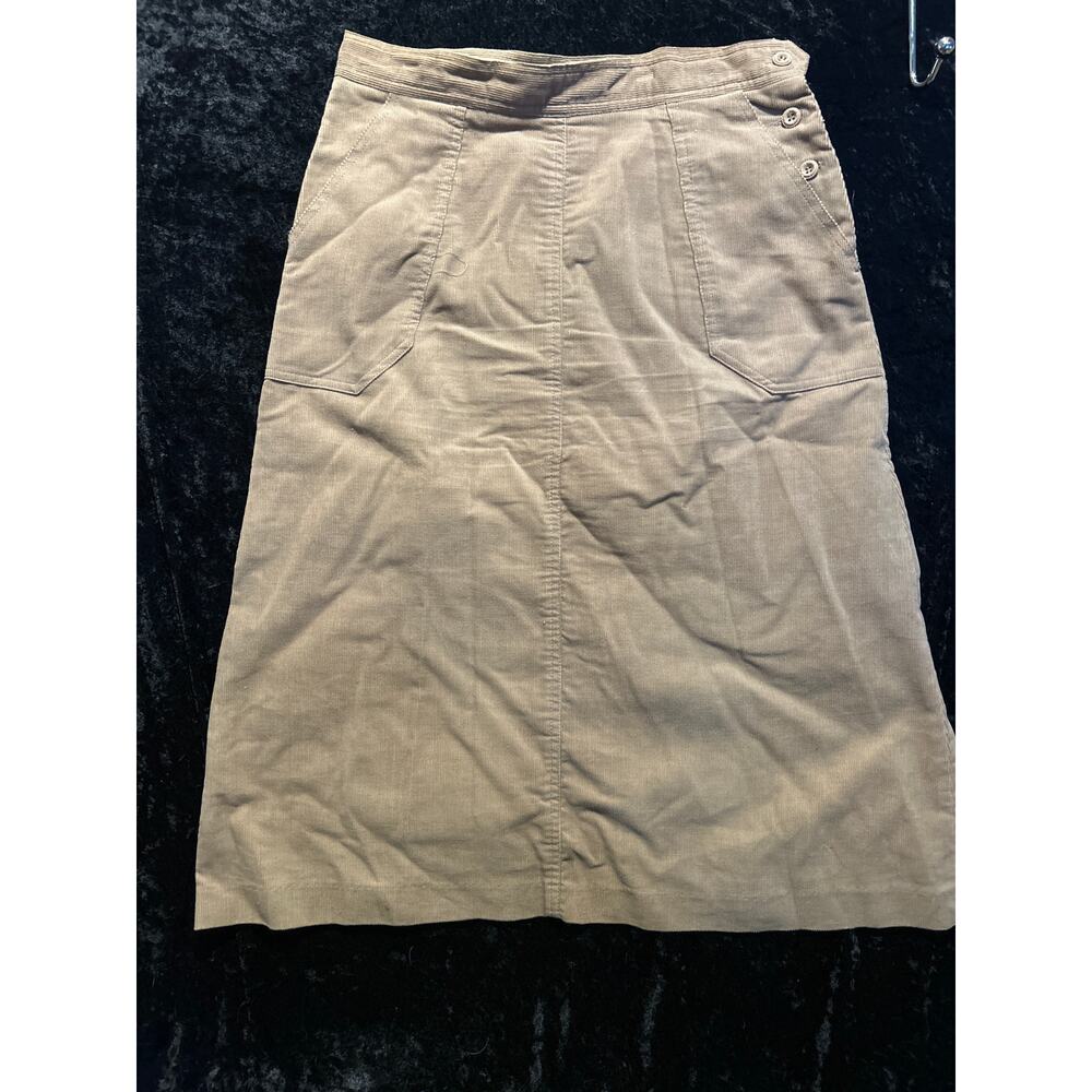 Vtg Kmart Tan Corduroy Midi Skirt 15/16 Preppy Academia Neutral Fall Style